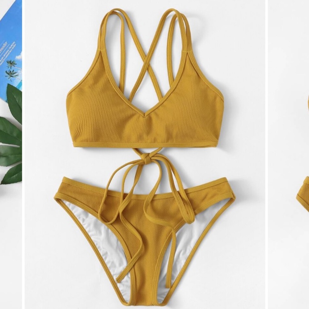 YELLOW V-NECK SWIMSUIT